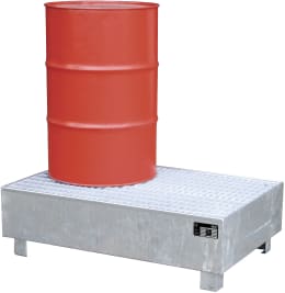 Produktbild: BAUER® SÜDLOHN Auffangwanne WM 2/200 v für 2 x 200 l-Fass, 1.200 x 365 x 800 mm, Auffangvolumen max. 215 l