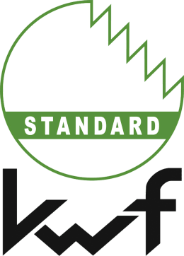 Detailbild: Symbol für Standard-Sägekette mit Sägezähnen und KWF-Prüfzeichen