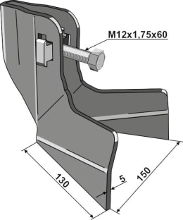 Technische Zeichnung: Industriehof® Doppelflachhäufler 130 x 150 x 5 mm, für Hackgerät Schmotzer Getreide