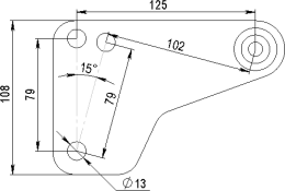 Technische Zeichnung: Düvelsdorf Klinkhaken für Stoll Frontladers Kat. 2 und 3 ohne hydraulische Gerätebetätigung