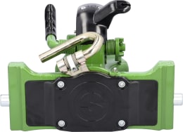 Produktbild: HANS SAUERMANN Zugmaul HS1700-1KUD-38 automatisch mit Adapterplatte, 330/25/32 mm, Ø Bolzen 38 mm, grün