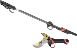 Produktbild: INFACO® Akku-Astschere Electrocoup F3020 Maxi, mit Verlängerung 137 cm, Kabel für Äste bis 55 mm, F3020X/P9F120