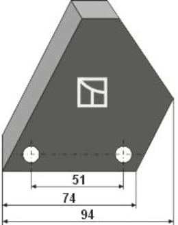 Technische Zeichnung: Industriehof® Fräsmesserklinge 94,5 x 94 x 6 mm gerade, für Futtermischwagen Teagle