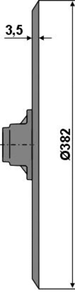 Technische Zeichnung: NIAUX 200 Säscheibe 382 x 3,5 mm, LK 76 mm, gerade, glatt, für Sämaschine John Deere
