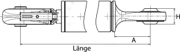 Technische Zeichnung: Hydraulischer Oberlenker Kat. 3/3 (32 mm), Länge 540 – 715 mm, mit Fanghaken und Kugelgelenk