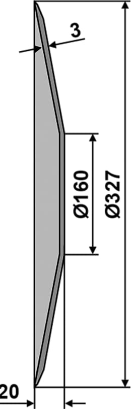 Technische Zeichnung: NIAUX 200 Säscheibe 327 x 3 mm, LK 35 mm, gewölbt, glatt, für Sämaschine Kuhn