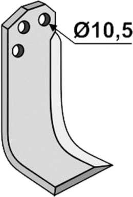 Technische Zeichnung: Industriehof® Fräsmesser links/rechts 170 x 95 x 6 mm, Bohrung 10,5 mm, für Agria