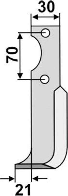 Technische Zeichnung: Industriehof® Fräsmesser links/rechts 175 x 50 x 4 mm, Bohrung 9 mm, für Agria