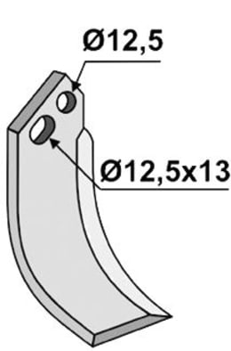 Technische Zeichnung: Industriehof® Fräsmesser links/rechts 187 x 60 x 6 mm, Bohrung 12,5 mm, für Goldoni