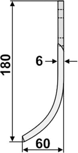 Technische Zeichnung: Industriehof® Fräsmesser links/rechts 180 x 30 x 6 mm, Bohrung 9 mm, für Nibbi Bruno