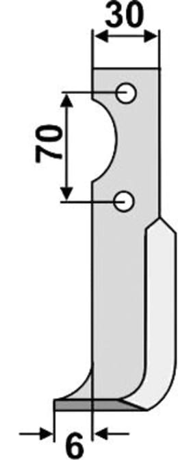 Technische Zeichnung: Industriehof® Fräsmesser links/rechts 184 x 30 x 6 mm, Bohrung 9 mm, für Breviglieri