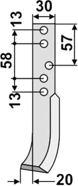 Technische Zeichnung: Industriehof® Fräsmesser links/rechts 190 x 30 x 4 mm, Bohrung 8,5 mm, für Holder