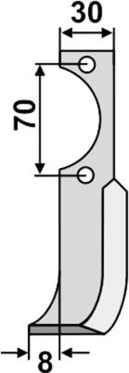 Technische Zeichnung: Industriehof® Fräsmesser links/rechts 160 x 28 x 4 mm, Bohrung 9 mm, für Agria, Schneider
