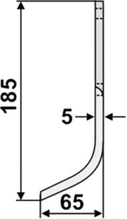 Technische Zeichnung: Industriehof® Fräsmesser links/rechts 185 x 40 x 5 mm, Bohrung 9 mm, für Fort