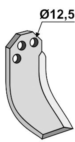 Technische Zeichnung: Industriehof® Fräsmesser links/rechts 180 x 130 x 7 mm, Bohrung 12,5 mm, für Agritalia, Carraro