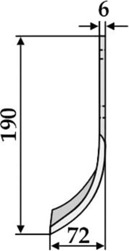 Technische Zeichnung: Industriehof® Fräsmesser links/rechts 190 x 30 x 6 mm, Bohrung 10,5 mm, für B.C.S. Bertolini
