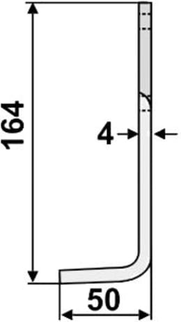 Technische Zeichnung: Industriehof® Fräsmesser links/rechts 164 x 30 x 4 mm, Bohrung 9 mm, für Benassi