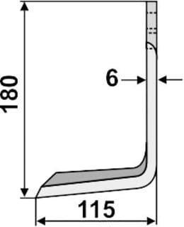 Technische Zeichnung: Industriehof® Fräsmesser links/rechts 180 x 70 x 6 mm, Bohrung 12,5 mm, für Breviglieri