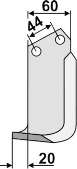 Technische Zeichnung: Industriehof® Fräsmesser links/rechts 174 x 60 x 6 mm, Bohrung 12,5 mm, gewinkelt, für Celli