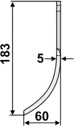 Technische Zeichnung: Industriehof® Fräsmesser links/rechts 183 x 60 x 5 mm, Bohrung 9 mm, für Barbieri, Benassi