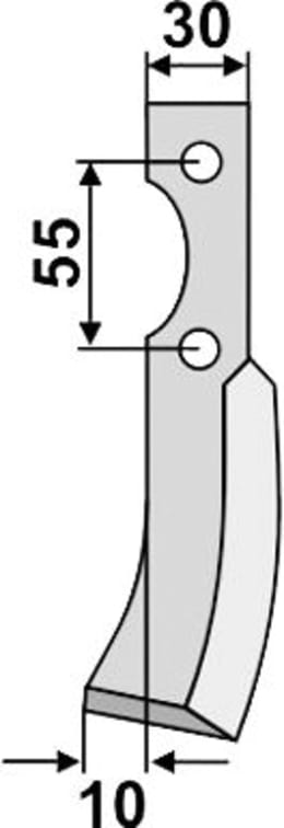 Technische Zeichnung: Industriehof® Fräsmesser links/rechts 183 x 30 x 6 mm, Bohrung 8,5 mm, für Carraro Antonio