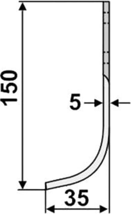 Technische Zeichnung: Industriehof® Fräsmesser links/rechts 150 x 30 x 5 mm, Bohrung 6,5 mm, für Holder
