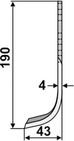 Technische Zeichnung: Industriehof® Fräsmesser links/rechts 190 x 30 x 4 mm, Bohrung 8,5 mm, für Holder