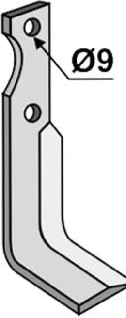 Technische Zeichnung: Industriehof® Fräsmesser links/rechts 175 x 50 x 4 mm, Bohrung 9 mm, für Agria