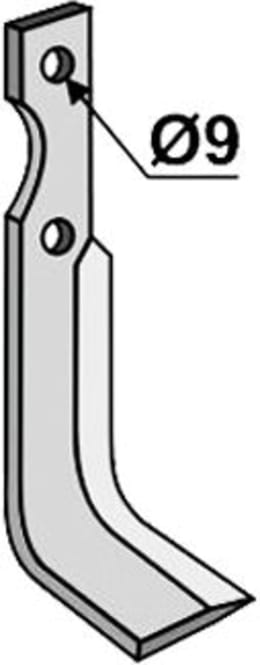 Technische Zeichnung: Industriehof® Fräsmesser links/rechts 165 x 25 x 6 mm, Bohrung 9 mm, für B.C.S. Grillo, Iseki, S.E.P.