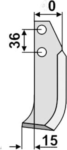 Technische Zeichnung: Industriehof® Fräsmesser links/rechts 175 x 40 x 4 mm, Bohrung 9 mm, für Tielbürger