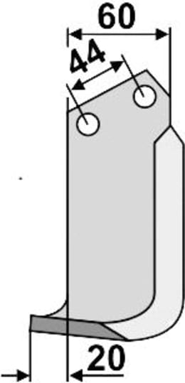 Technische Zeichnung: Industriehof® Fräsmesser links/rechts 174 x 60 x 6 mm, Bohrung 12,5 mm, gebogen, für Celli