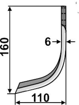 Technische Zeichnung: Industriehof® Fräsmesser links/rechts 160 x 60 x 6 mm, Bohrung 12,5 mm, für Del Morino