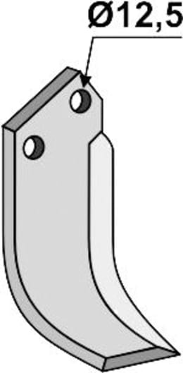 Technische Zeichnung: Industriehof® Fräsmesser links/rechts 174 x 60 x 6 mm, Bohrung 12,5 mm, gebogen, für Celli