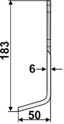 Technische Zeichnung: Industriehof® Fräsmesser links/rechts 183 x 30 x 6 mm, Bohrung 8,5 mm, für Carraro Antonio