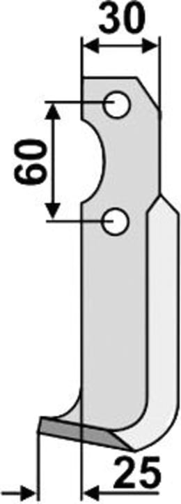Technische Zeichnung: Industriehof® Fräsmesser links/rechts 180 x 30 x 6 mm, Bohrung 9 mm, für Brumital-Agris
