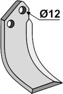 Technische Zeichnung: Industriehof® Fräsmesser links/rechts 185 x 100 x 6 mm, Bohrung 12 mm, für Agria