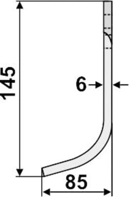 Technische Zeichnung: Industriehof® Fräsmesser links/rechts 145 x 60 x 6 mm, Bohrung 12,5 mm, für Comeb, M.E.A.A.T.