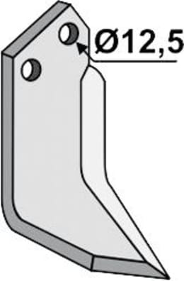 Technische Zeichnung: Industriehof® Fräsmesser links/rechts 174 x 60 x 6 mm, Bohrung 12,5 mm, gewinkelt, für Celli