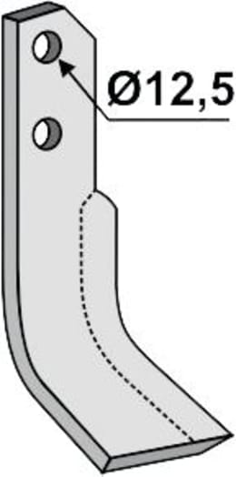 Technische Zeichnung: Industriehof® Fräsmesser links/rechts 178 x 50 x 6 mm, Bohrung 12,5 mm, für Carraro Antonio