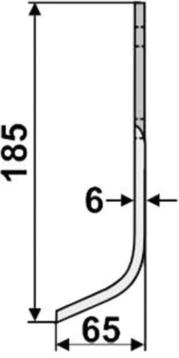 Technische Zeichnung: Industriehof® Fräsmesser links/rechts 185 x 30 x 6 mm, Bohrung 8,5 mm, für Carraro Antonio