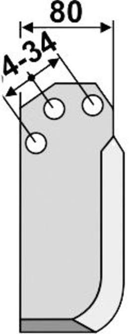 Technische Zeichnung: Industriehof® Fräsmesser links/rechts 180 x 130 x 7 mm, Bohrung 12,5 mm, für Agritalia, Carraro