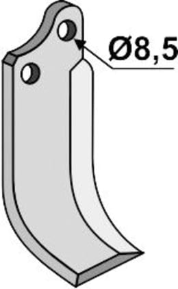 Technische Zeichnung: Industriehof® Fräsmesser links/rechts 155 x 60 x 5 mm, Bohrung 8,5 mm, für Agria, Tielbürger