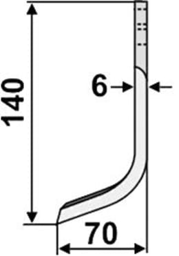 Technische Zeichnung: Industriehof® Fräsmesser links/rechts 140 x 35 x 6 mm, Bohrung 9 mm, für Grillo