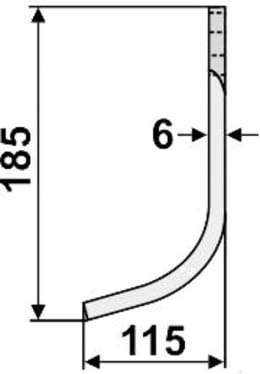 Technische Zeichnung: Industriehof® Fräsmesser links/rechts 185 x 70 x 6 mm, Bohrung 12,5 mm, für Breviglieri, Valpadana