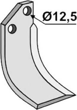 Technische Zeichnung: Industriehof® Fräsmesser links/rechts 168 x 70 x 7 mm, Bohrung 12,5 mm, gebogen, für Muratori