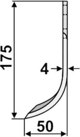 Technische Zeichnung: Industriehof® Fräsmesser links/rechts 175 x 40 x 4 mm, Bohrung 9 mm, für Tielbürger