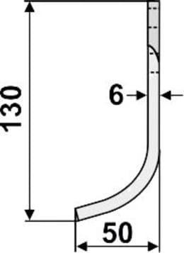 Technische Zeichnung: Industriehof® Fräsmesser links/rechts 130 x 50 x 6 mm, Bohrung 10,5 mm, für Badalini