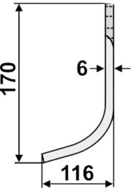 Technische Zeichnung: Industriehof® Fräsmesser links/rechts 170 x 60 x 6 mm, Bohrung 12,5 mm, für Breviglieri, Maschio