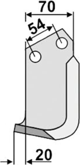 Technische Zeichnung: Industriehof® Fräsmesser links/rechts 182 x 70 x 7 mm, Bohrung 12,5 mm, gewinkelt, für Pegoraro
