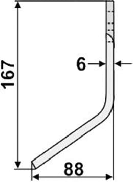 Technische Zeichnung: Industriehof® Fräsmesser links/rechts 167 x 60 x 6 mm, Bohrung 12,5 mm, für Pasquali